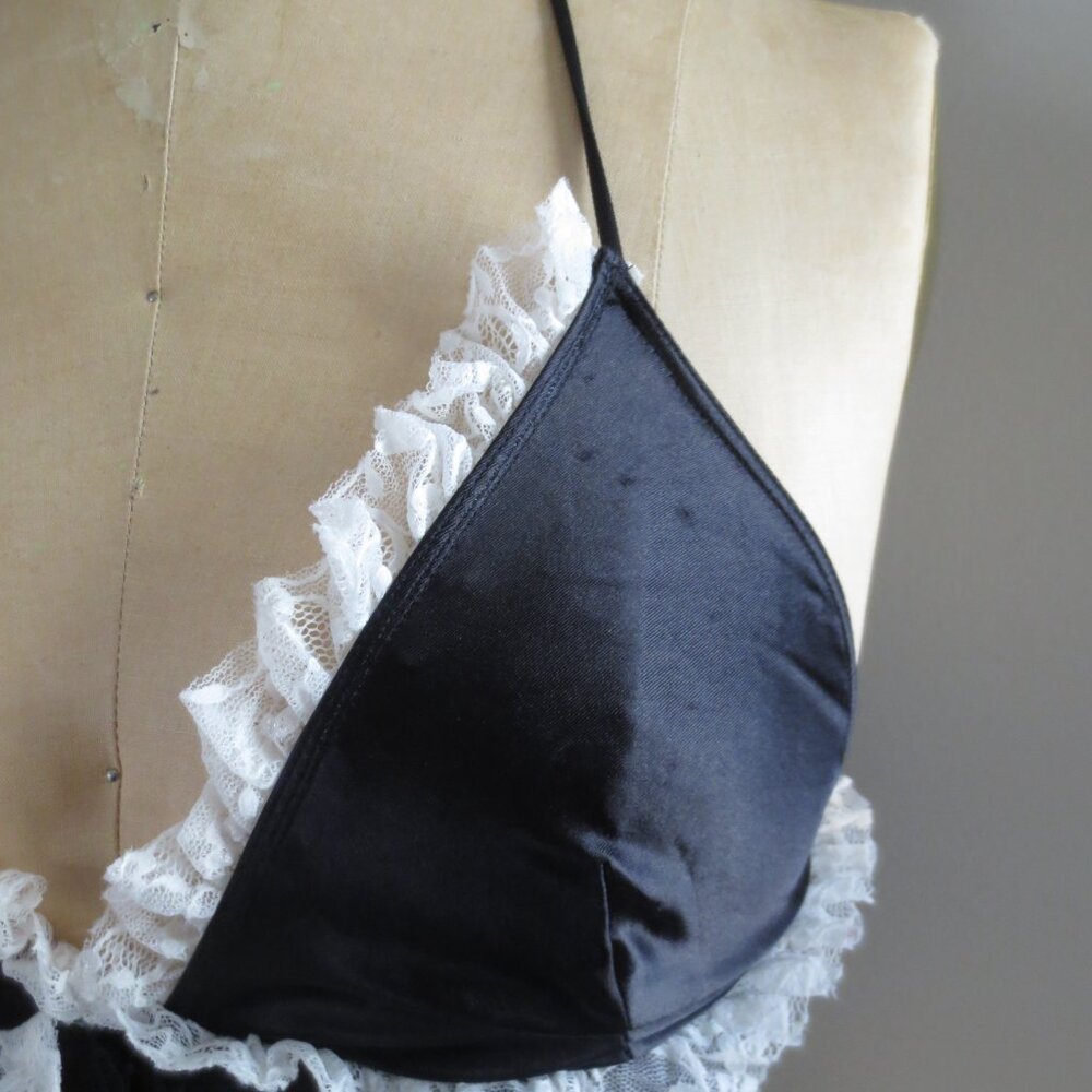 Y2K Vintage Victoria's Secret Black Halter Sheer Lace Ruffle Corset - NWOT - Picture 7 of 8